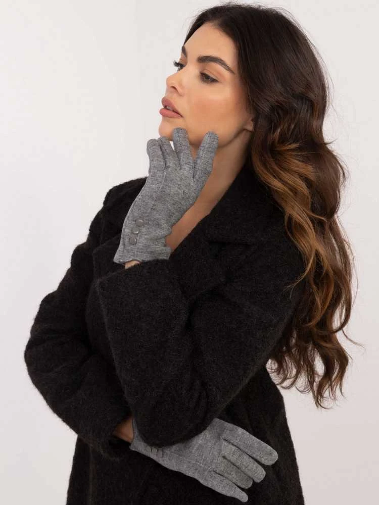 Wool Fashion Italia Pilkos pirštinės: Dydis - S/M