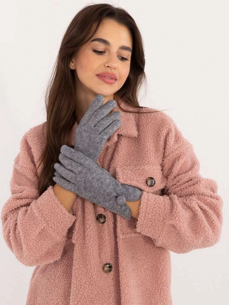 Wool Fashion Italia Pilkos spalvos moteriškos šiltos pirštinės: Dydis - S/M