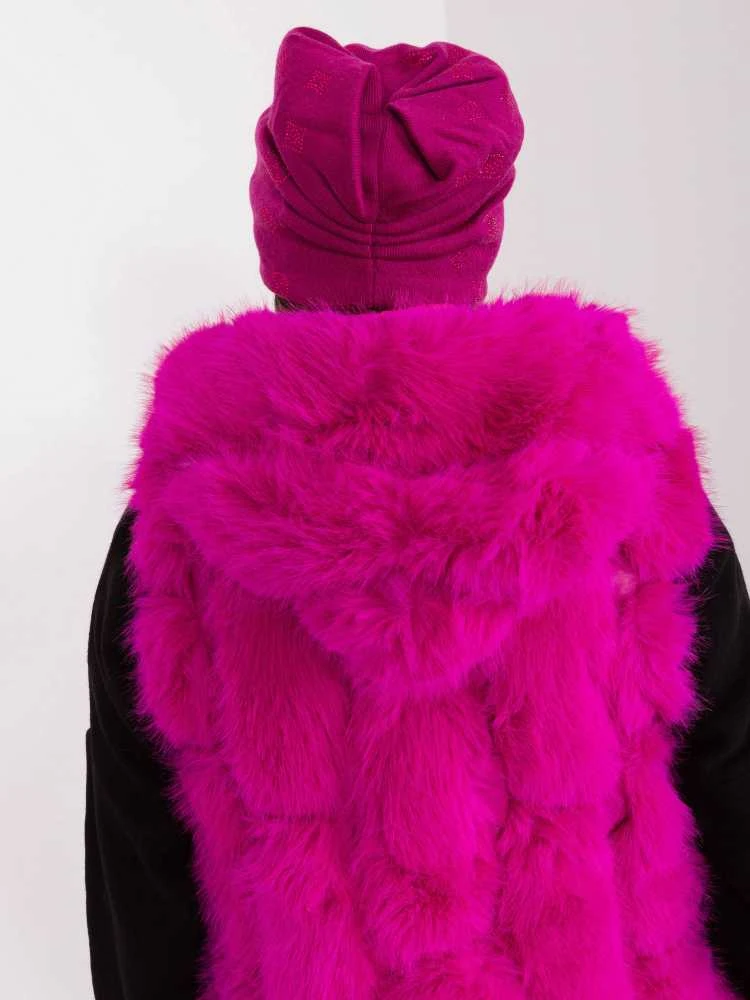 Wool Fashion Italia Rožinė moteriška žieminė kepurė: Dydis - Universalus