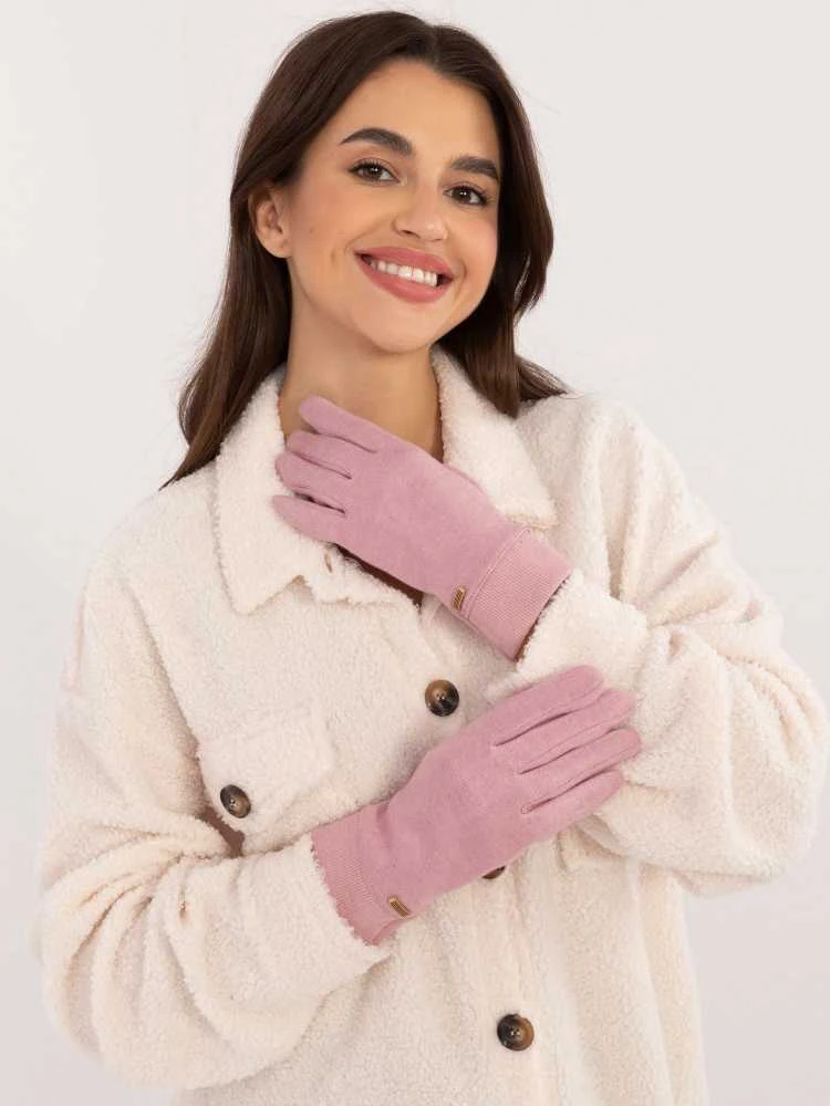 Wool Fashion Italia Rožinės moteriškos pirštinės: Dydis - L/XL