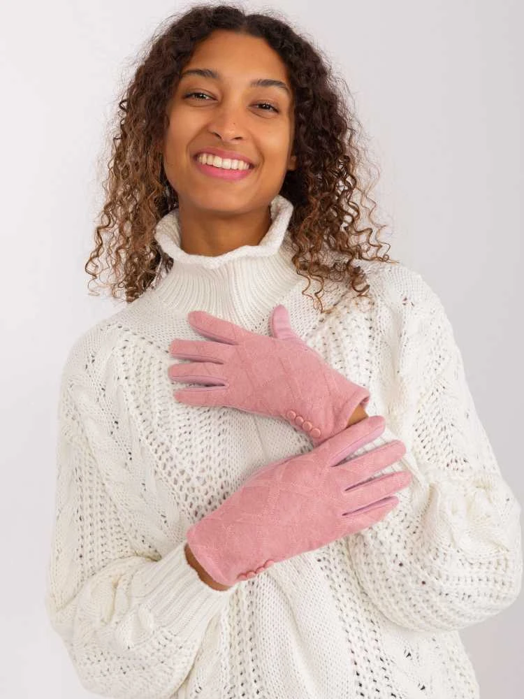 Wool Fashion Italia Rožinės moteriškos pirštinės: Dydis - L/XL
