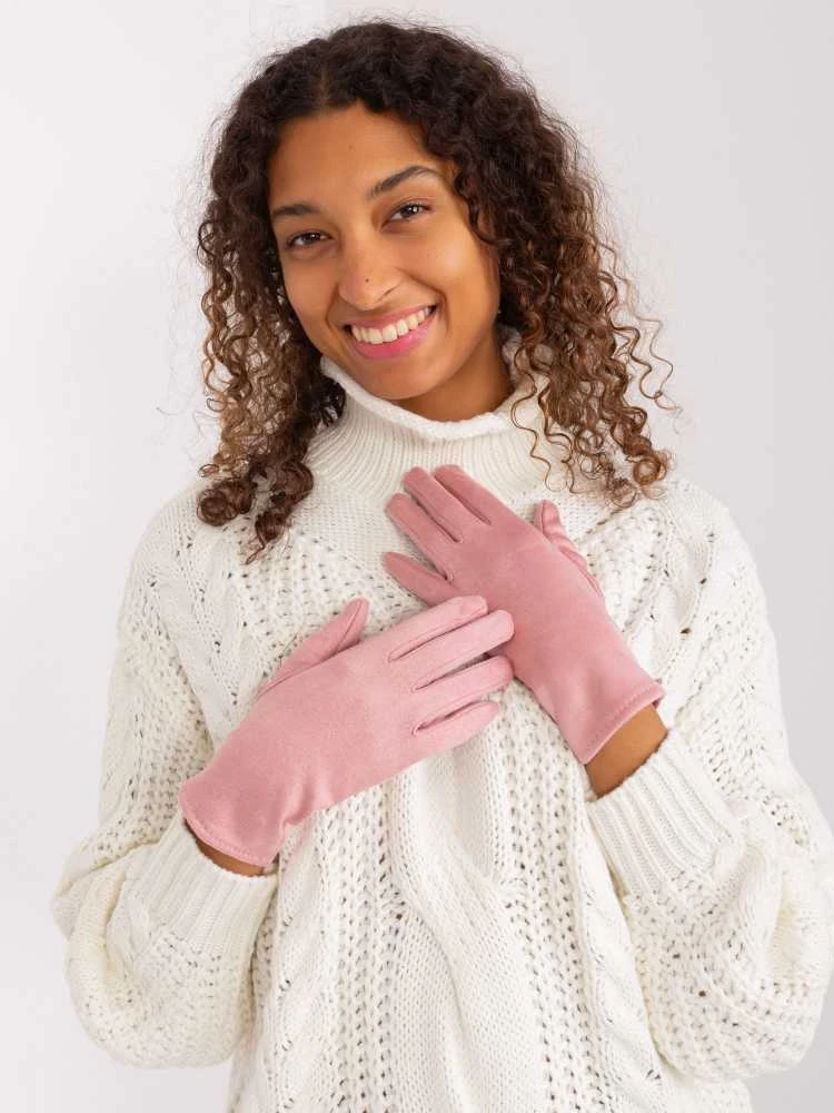 Wool Fashion Italia Rožinės pirštinės moterims: Dydis - L/XL