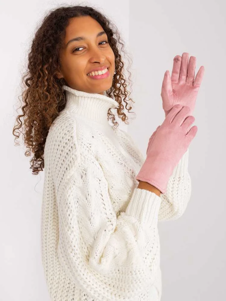 Wool Fashion Italia Rožinės pirštinės moterims: Dydis - L/XL