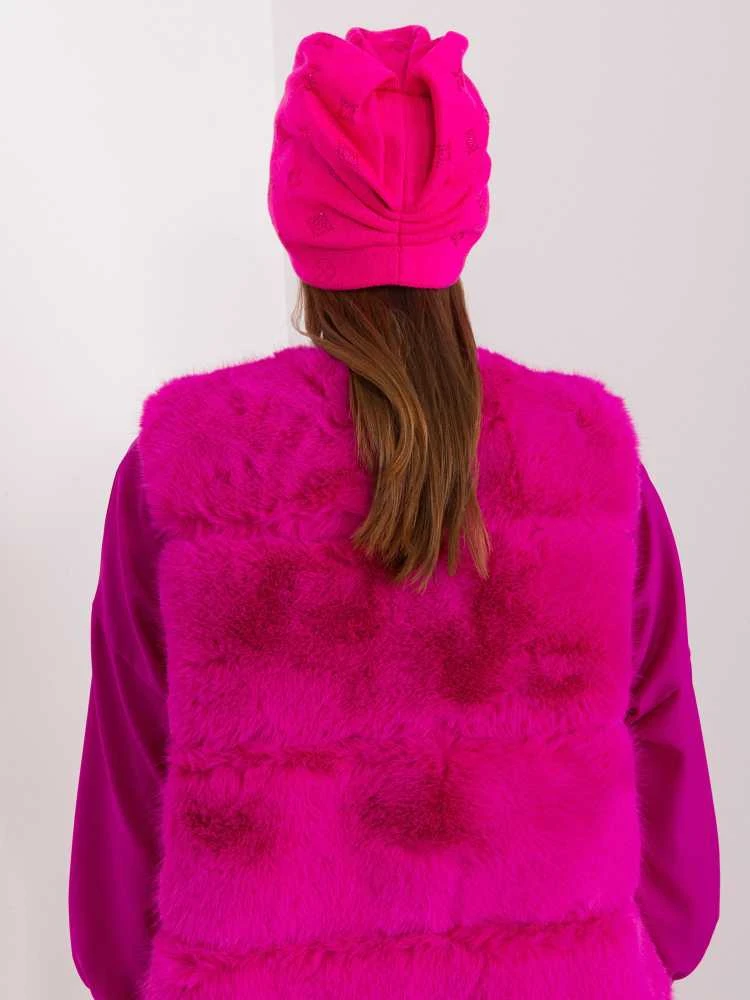Wool Fashion Italia Ryški rožinė moteriška žieminė kepurė: Dydis - Universalus