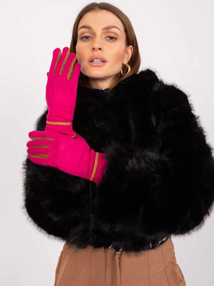 Wool Fashion Italia Ryškios rožinės pirštinės: Dydis - L/XL