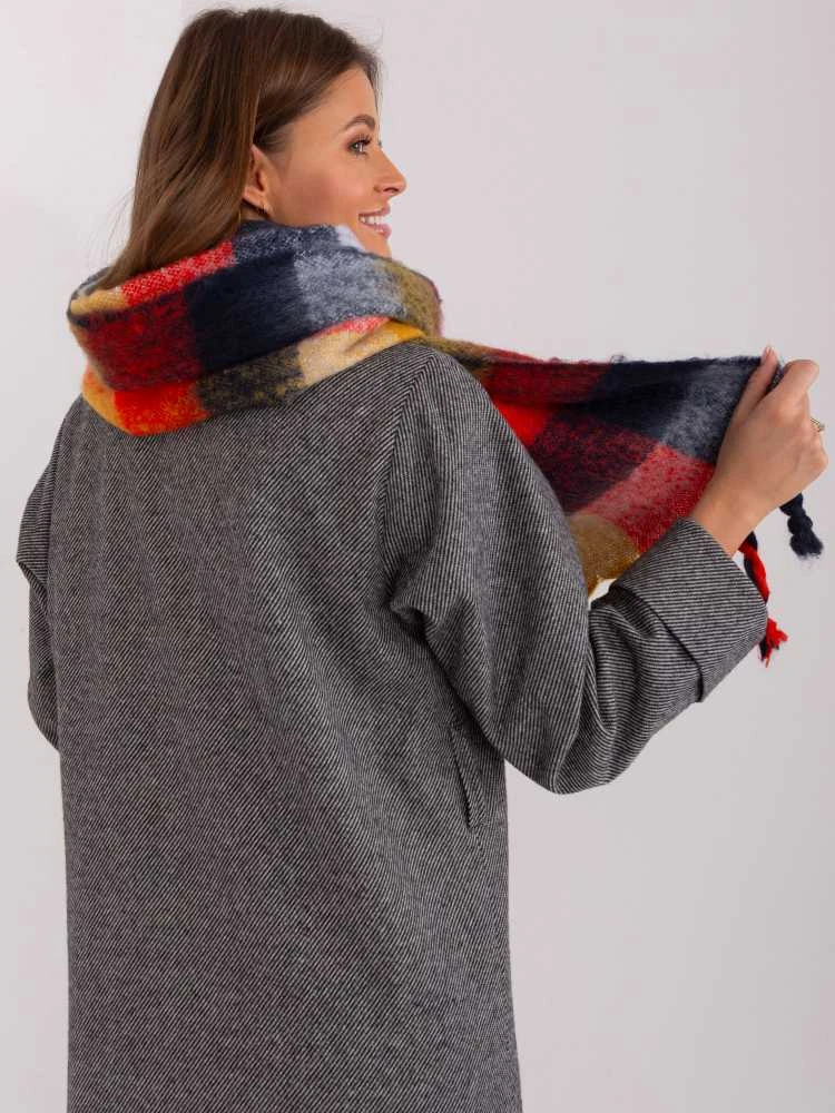 Wool Fashion Italia Šiltas spalvingas ilgas šalikas su kutais: Dydis - Universalus