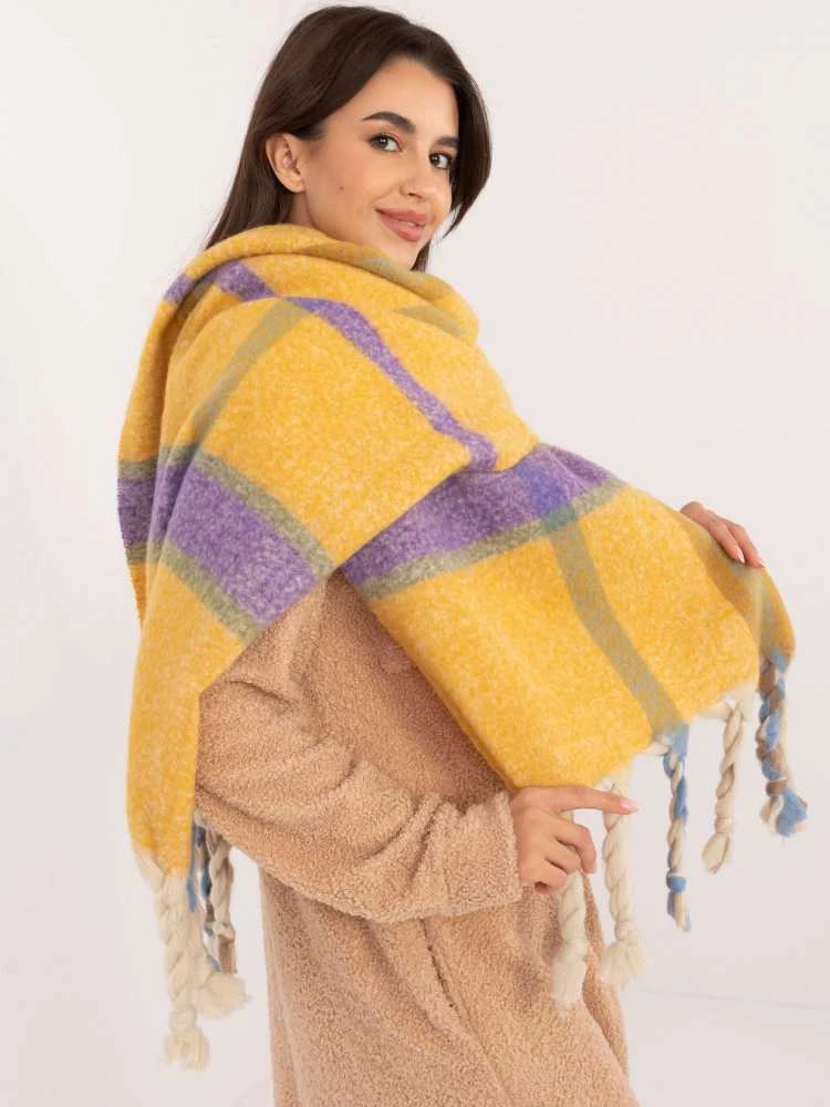 Wool Fashion Italia Šiltų spalvų moteriškas ilgas šalikas žiemai: Dydis - Universalus