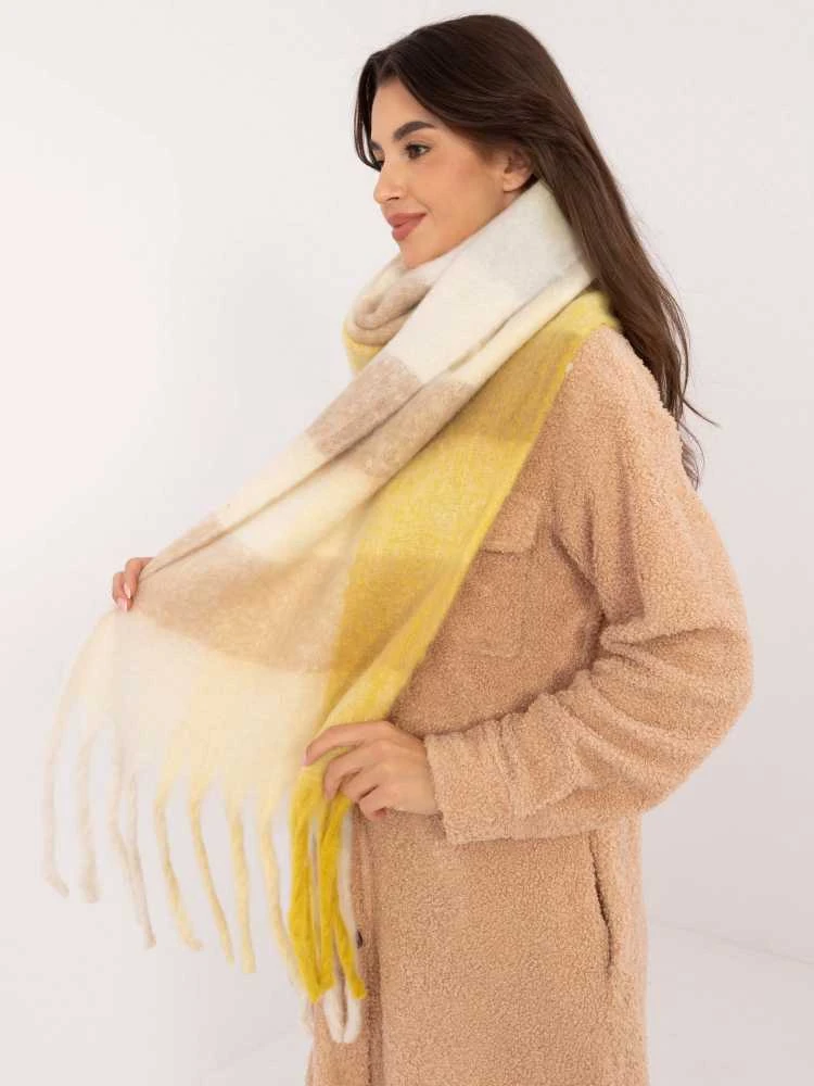 Wool Fashion Italia Šiltų spalvų moteriškas ilgas šalikas žiemai: Dydis - Universalus