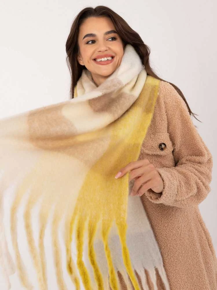 Wool Fashion Italia Šiltų spalvų moteriškas ilgas šalikas žiemai: Dydis - Universalus