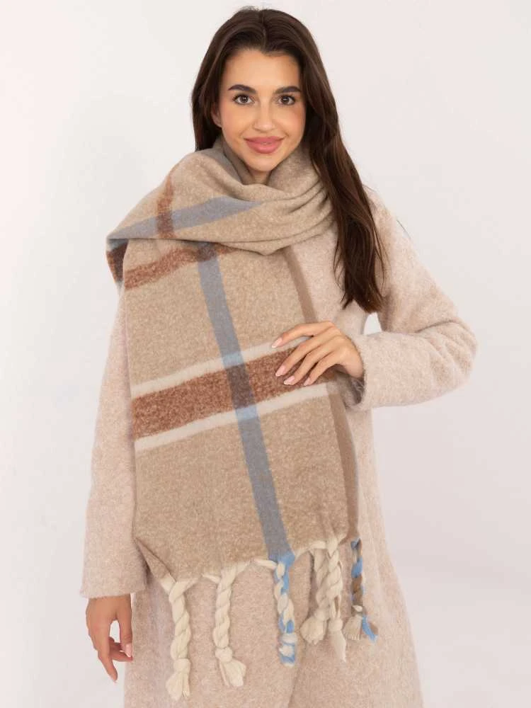 Wool Fashion Italia Smėlio spalvos moteriškas šalikas: Dydis - Universalus