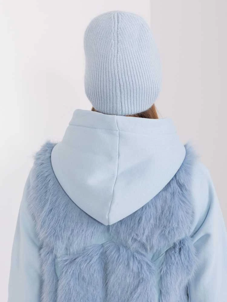 Wool Fashion Italia Šviesiai mėlyna moteriška žieminė kepurė: Dydis - Universalus