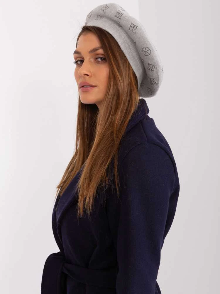 Kepurė Wool Fashion Italia Šviesiai pilka beretė su kašmyru: Dydis - Universalus