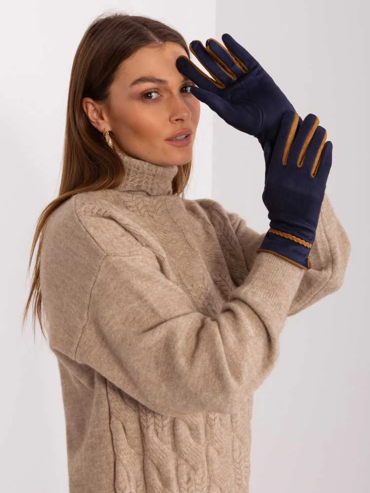 Wool Fashion Italia Tamsiai mėlynos pirštinės: Dydis - L/XL