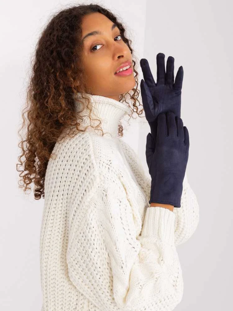 Wool Fashion Italia Tamsiai mėlynos pirštinės moterims: Dydis - L/XL
