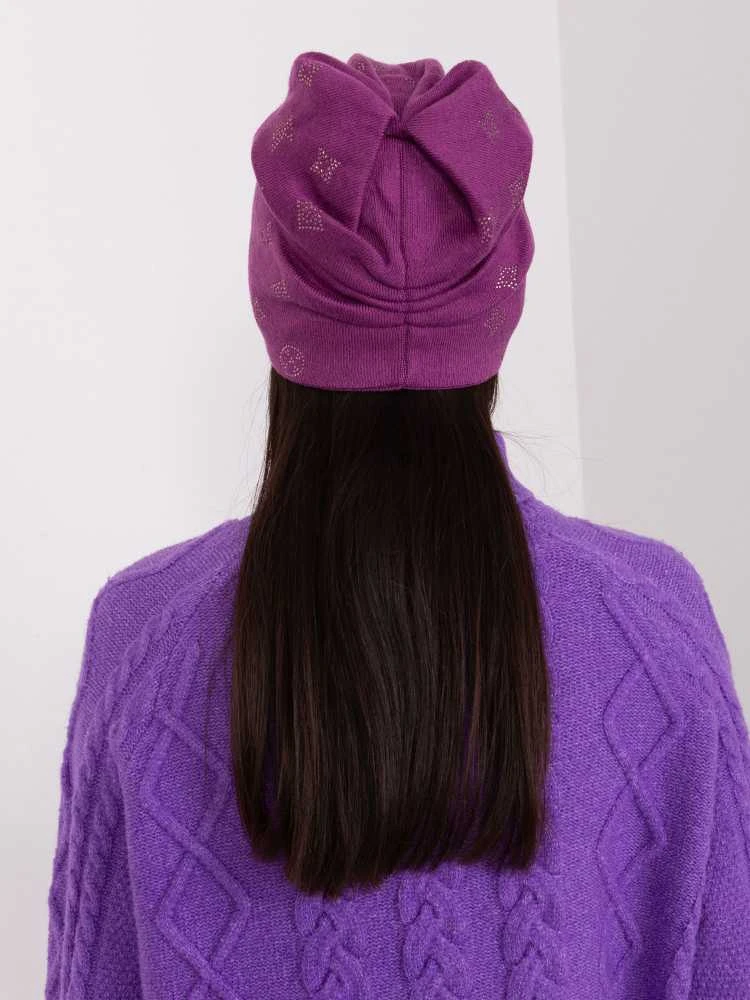 Wool Fashion Italia Violetinė moteriška kepurė: Dydis - Universalus