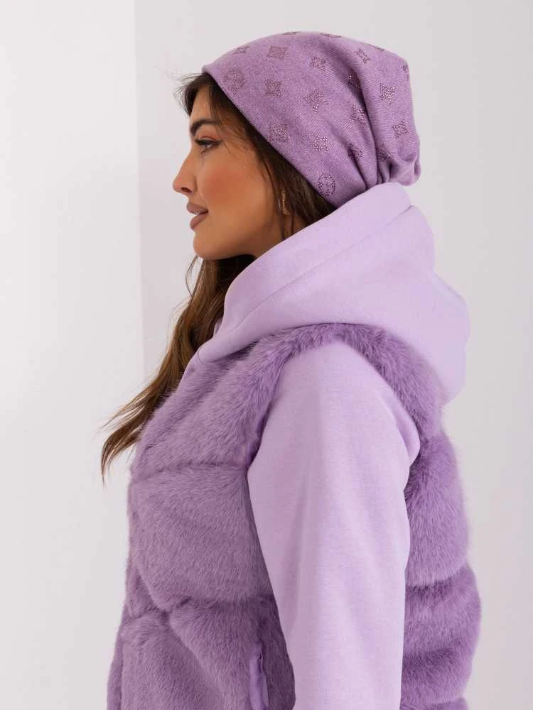 Wool Fashion Italia Violetinė žieminė kepurė moterims: Dydis - Universalus