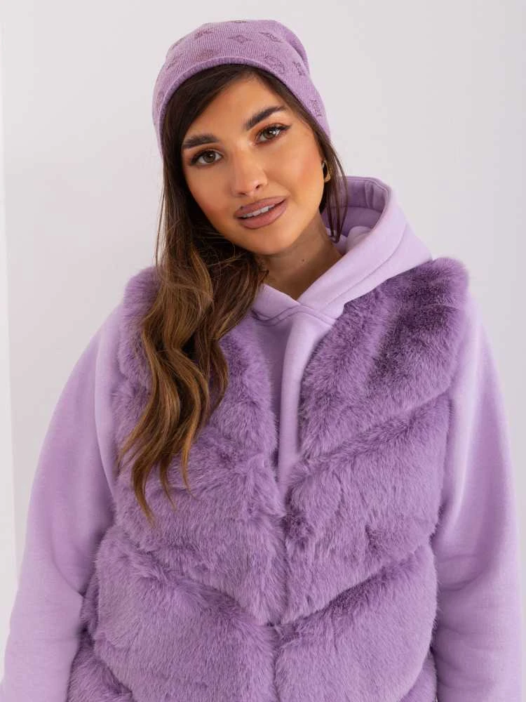 Wool Fashion Italia Violetinė žieminė kepurė moterims: Dydis - Universalus