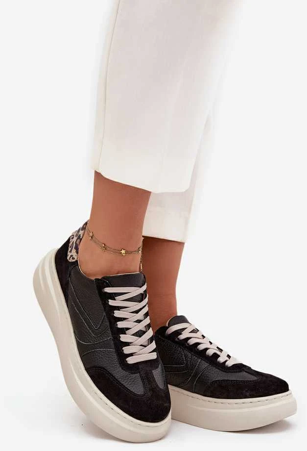 Zazoo Natūralios odos batai ant platformos