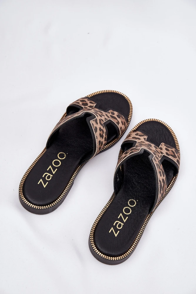Zazoo Odinės šlepetės su leopardo raštu