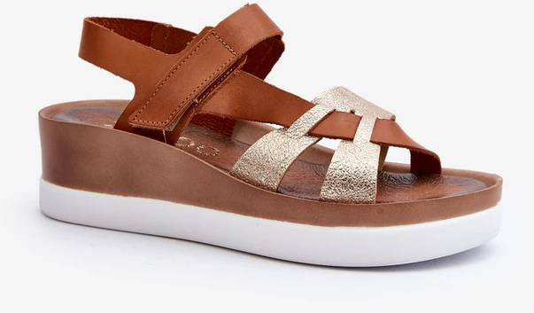 Zazoo rudos moteriškos odinės basutės su platforma