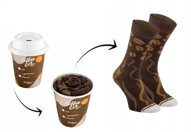 Zooksyrainbow Socks Linksmos kojinės American coffee puodelyje, 1 pora