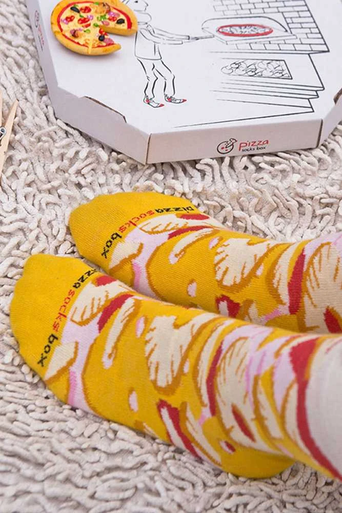 Zooksyrainbow Socks Linksmos kojinės "picos" dėžutėje