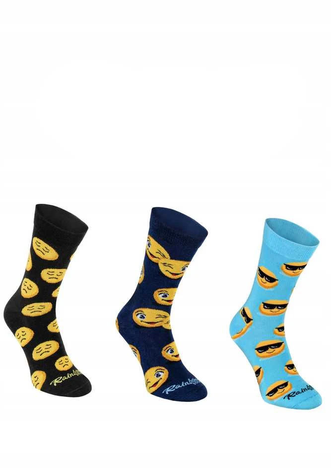 Zooksyrainbow Socks Rainbow Socks Emoticons Smiley Sadness Brainy 3 Pairs