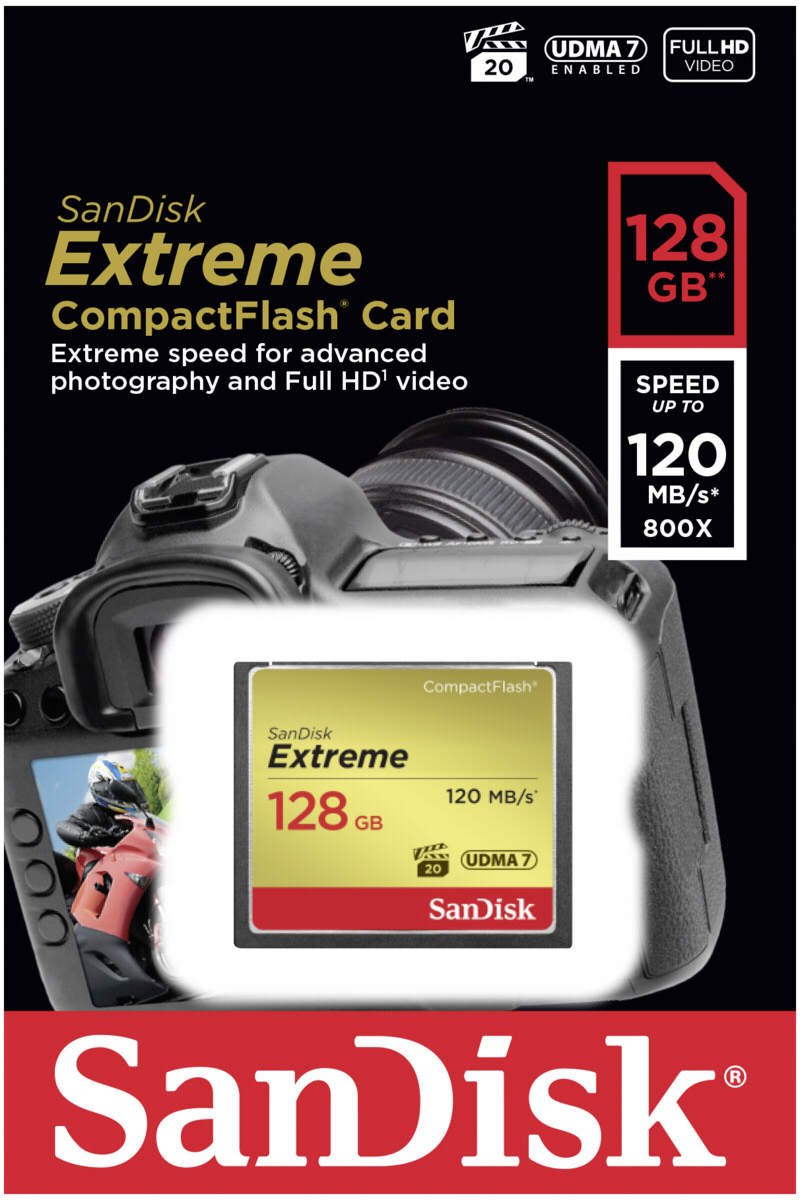 Atminties kortelė SanDisk Extreme CF 128GB 120MB/s UDMA7 SDCFXSB-128G-G46 atmintis