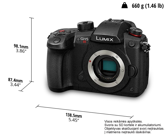 Panasonic Lumix GH5S korpusas