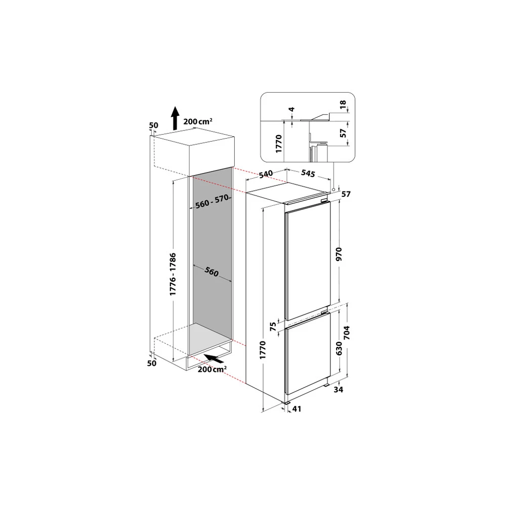 Įmontuojamas šaldytuvas Whirlpool WHC18 T132