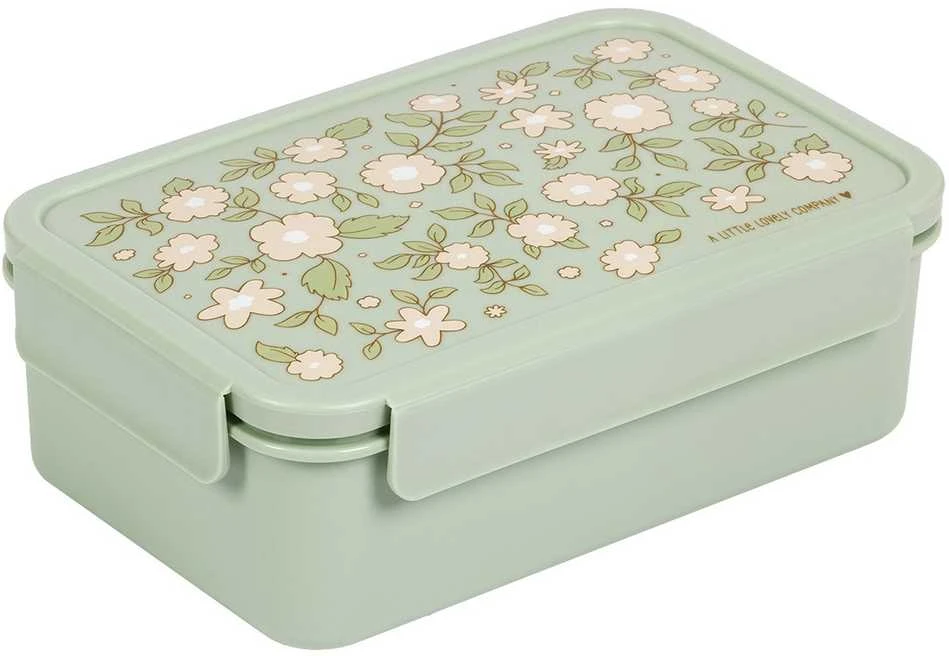 A Little Lovely Bento vaikiška priešpiečių dėžutė ‘Žiedai’ žalia
