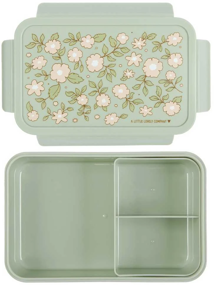 A Little Lovely Bento vaikiška priešpiečių dėžutė ‘Žiedai’ žalia