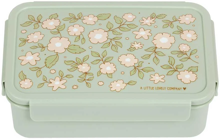A Little Lovely Bento vaikiška priešpiečių dėžutė ‘Žiedai’ žalia