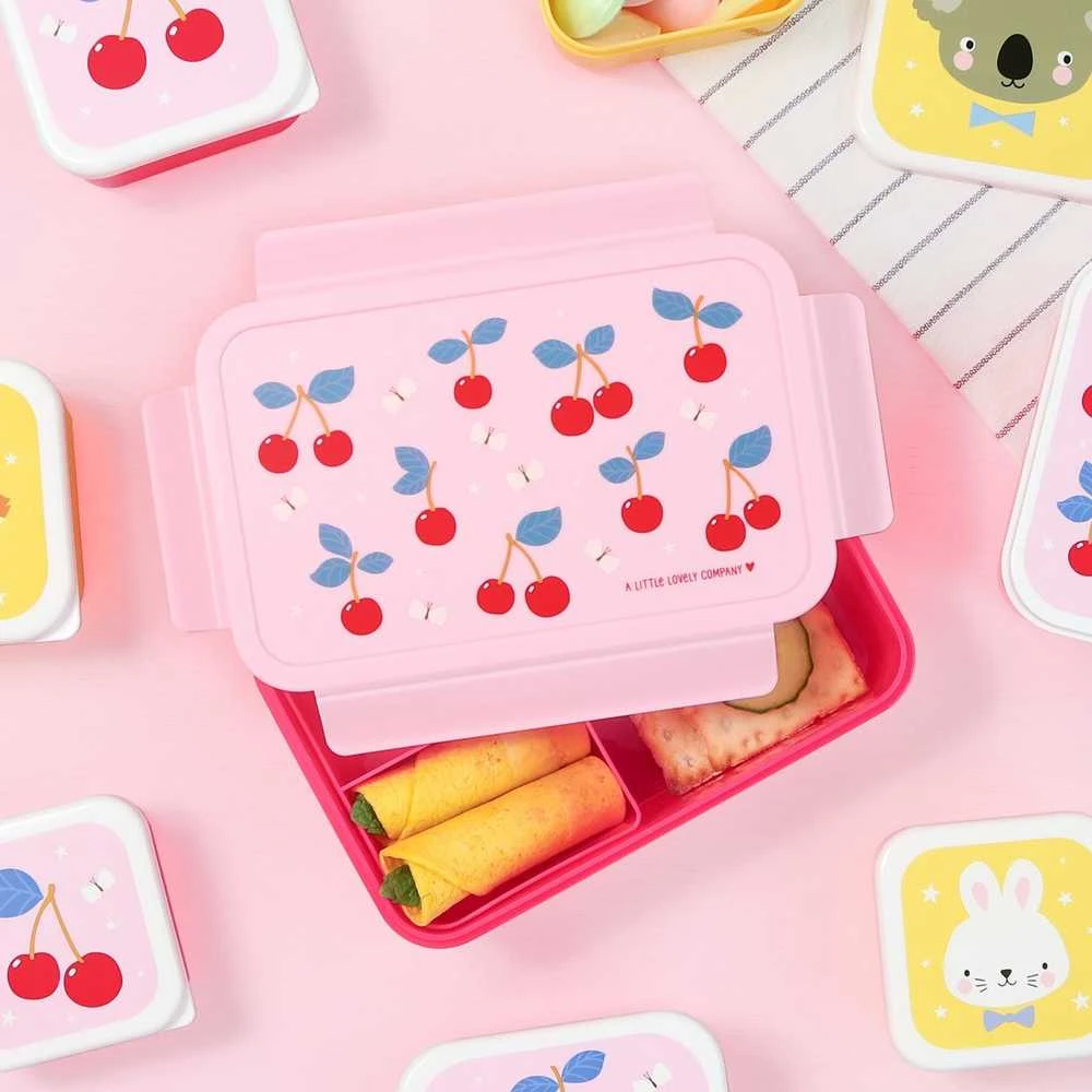 A Little Lovely Bento vaikiška priešpiečių dėžutė 'Vyšnios'