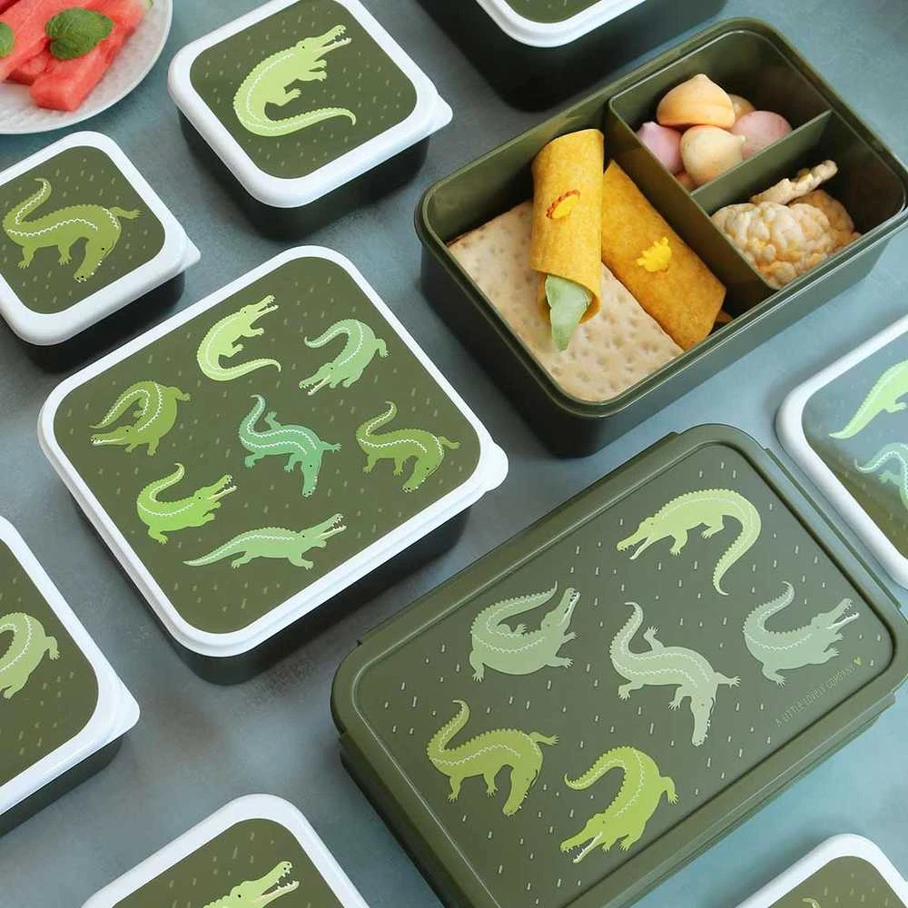 A Little Lovely Bento vaikiška priešpiečių dėžutė ‘Krokodilai’