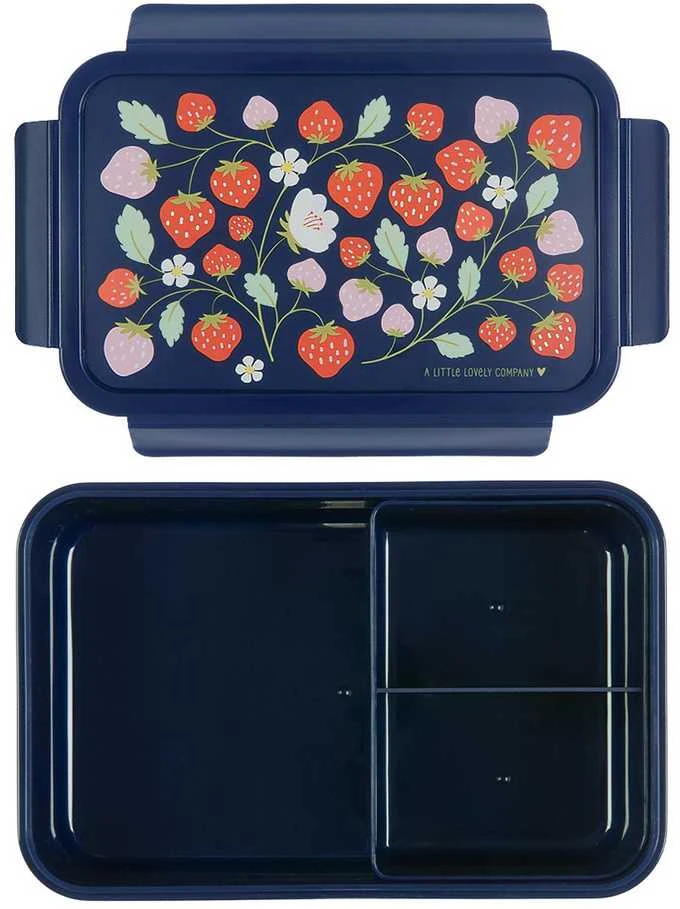 A Little Lovely Bento vaikiška priešpiečių dėžutė ‘Braškės’