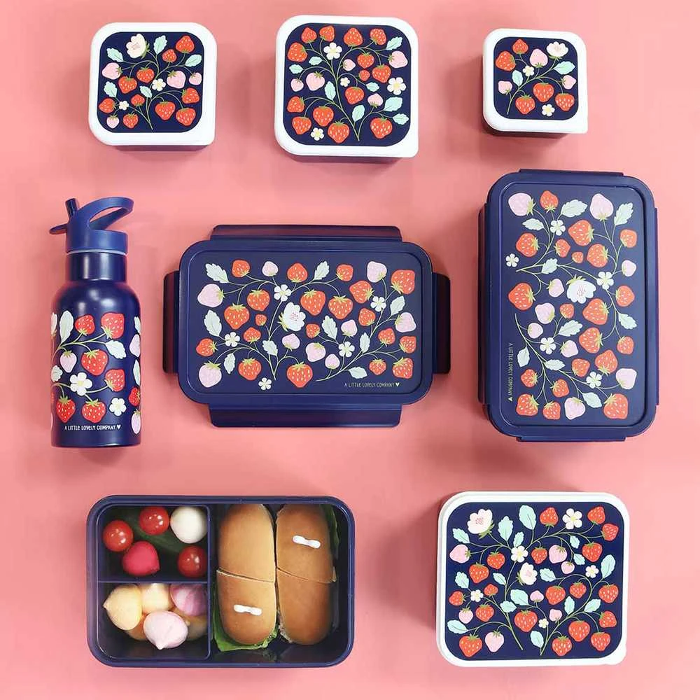 A Little Lovely Bento vaikiška priešpiečių dėžutė ‘Braškės’