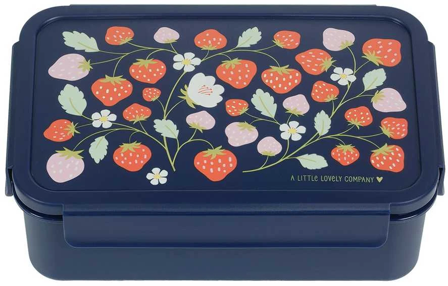 A Little Lovely Bento vaikiška priešpiečių dėžutė ‘Braškės’