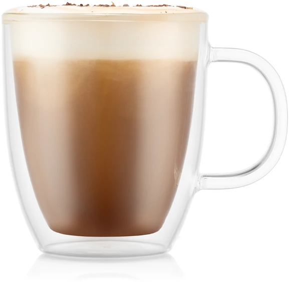 Bodum Bistro dvigubos sienelės puodeliai, 450 ml, 2 vnt., permatomi