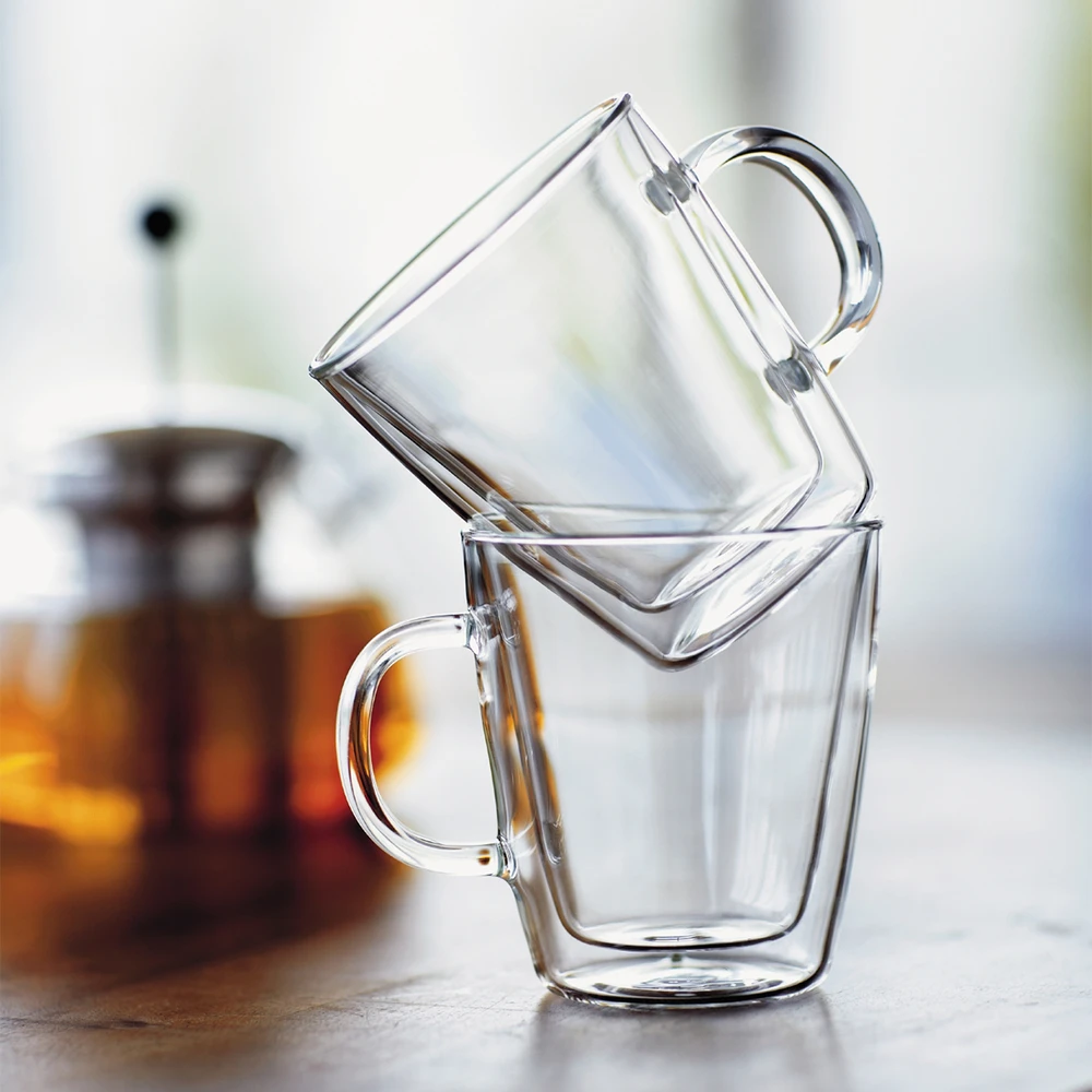 Bodum Bistro dvigubos sienelės puodeliai 300 ml 2 vnt. permatomi