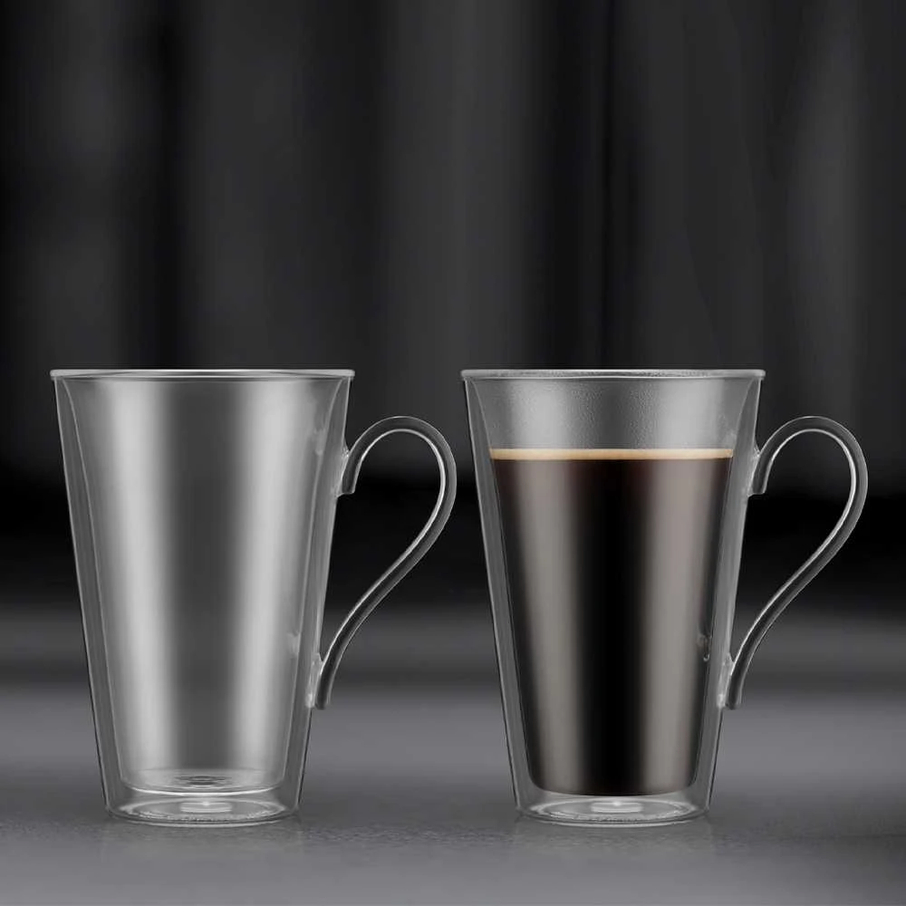 Bodum dvigubų sienelių stiklinės su auselėmis 400ml