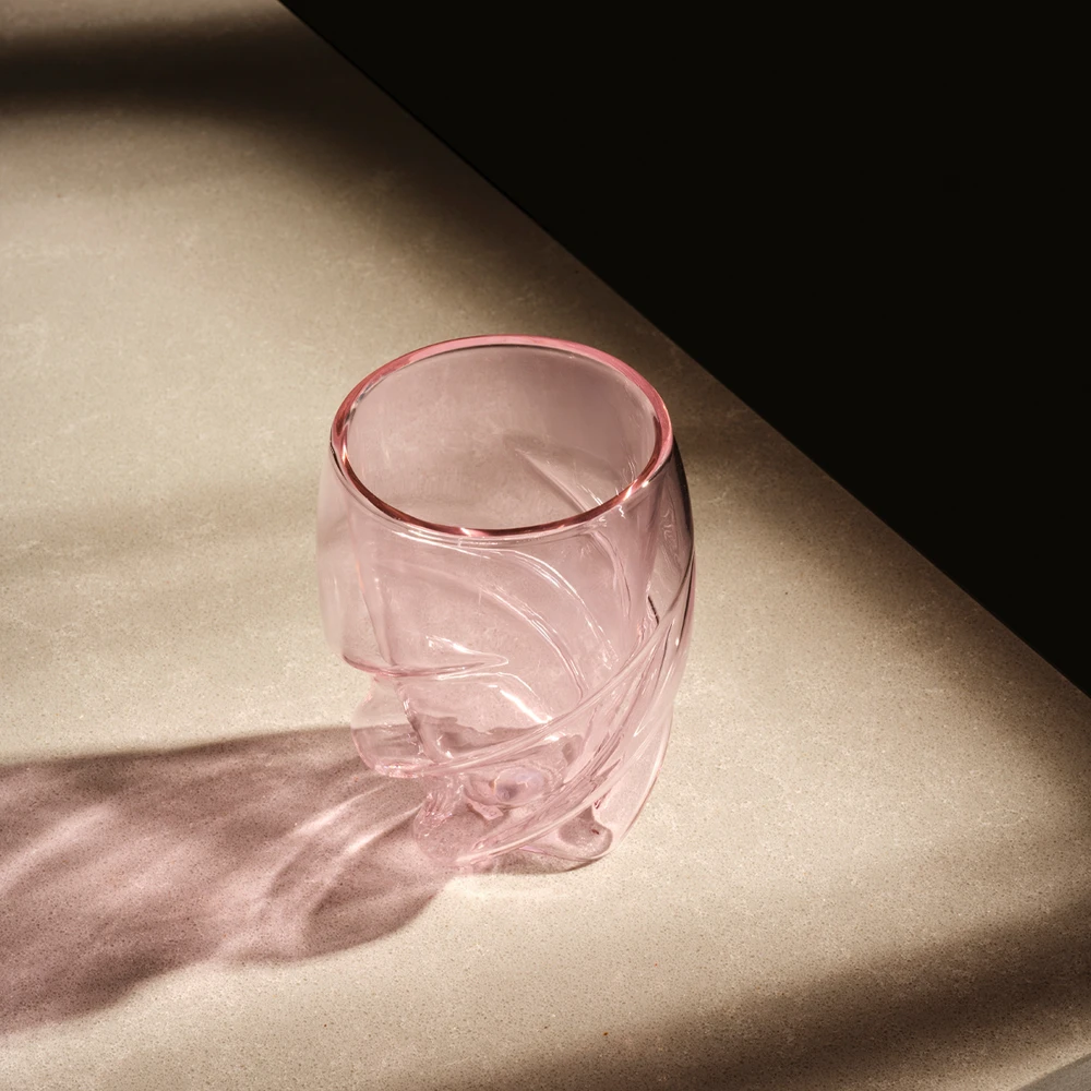 Bodum Pavina 0.27L rožinė stiklinė su reljefine sienele