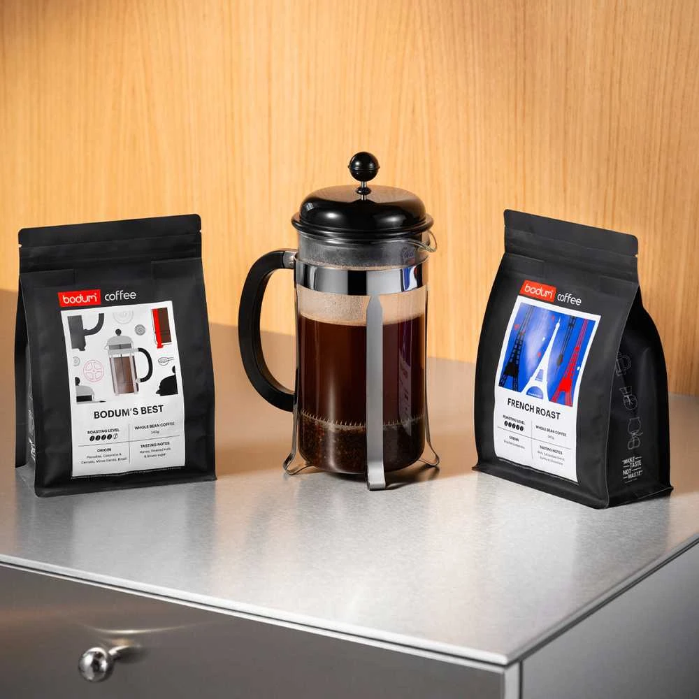 Bodum Caffettiera french press ir kavos pupelių rinkinys