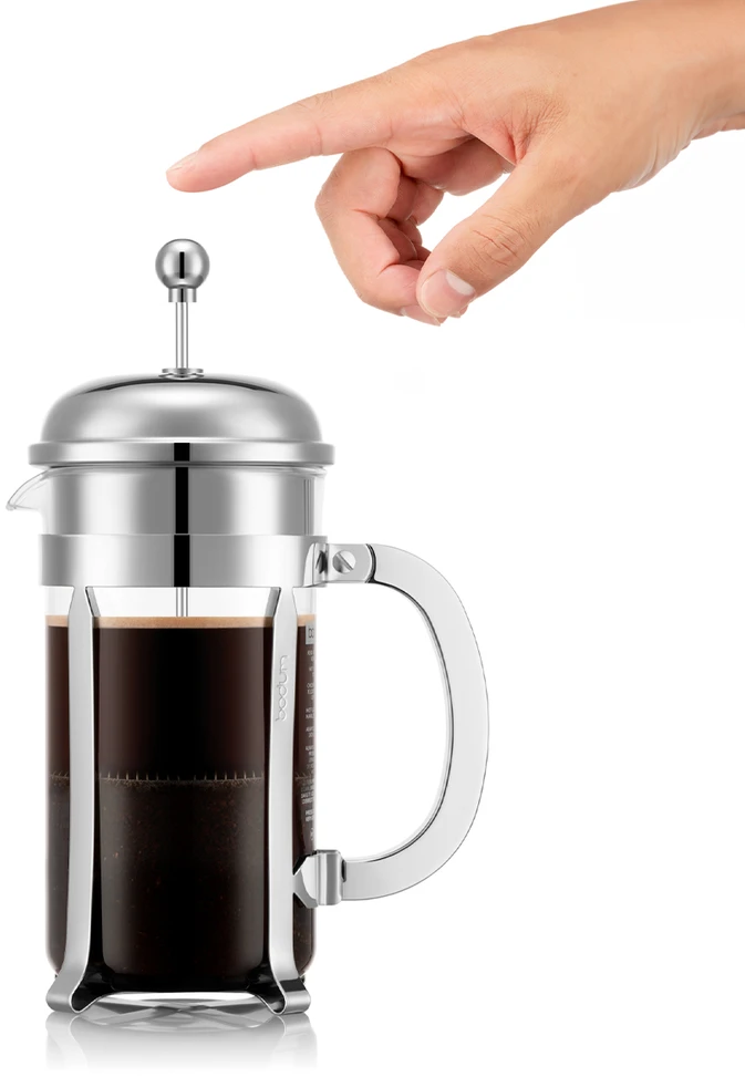 Bodum French Press stūmoklio spaudimo procesas