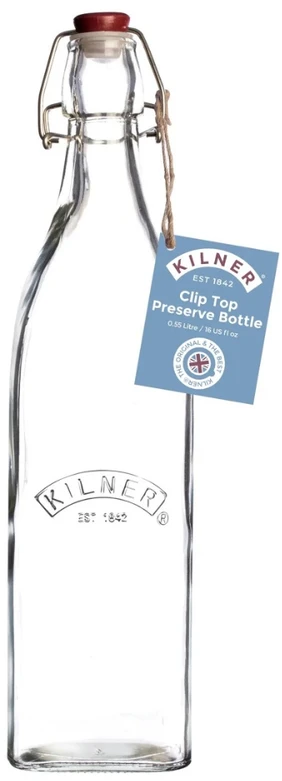 Kvadratinis butelis su užsegimu 0,55 l / Kilner