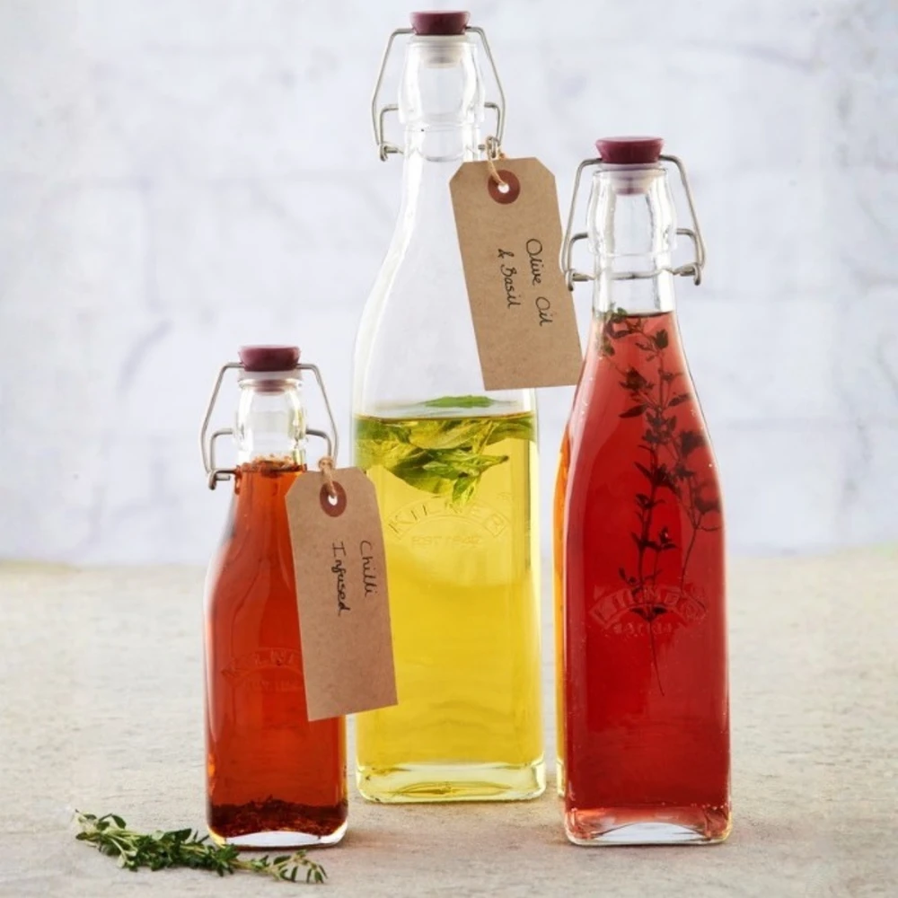 Kvadratinis butelis su užsegimu 1 l / Kilner