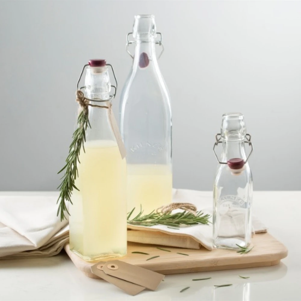 Kvadratinis butelis su užsegimu 1 l / Kilner