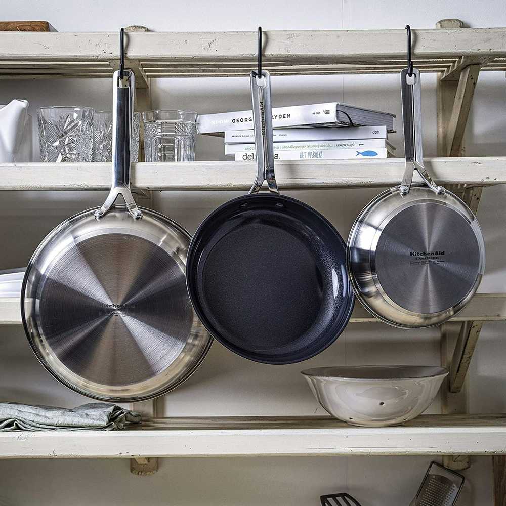 KitchenAid - Nerūdijančio plieno keptuvių rinkinys - sidabro spalvos - 20/24/28 cm