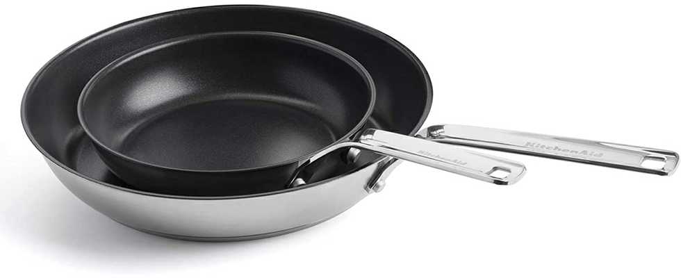 KitchenAid - Nerūdijančio plieno keptuvių rinkinys - sidabro spalvos - 20 cm, 28 cm