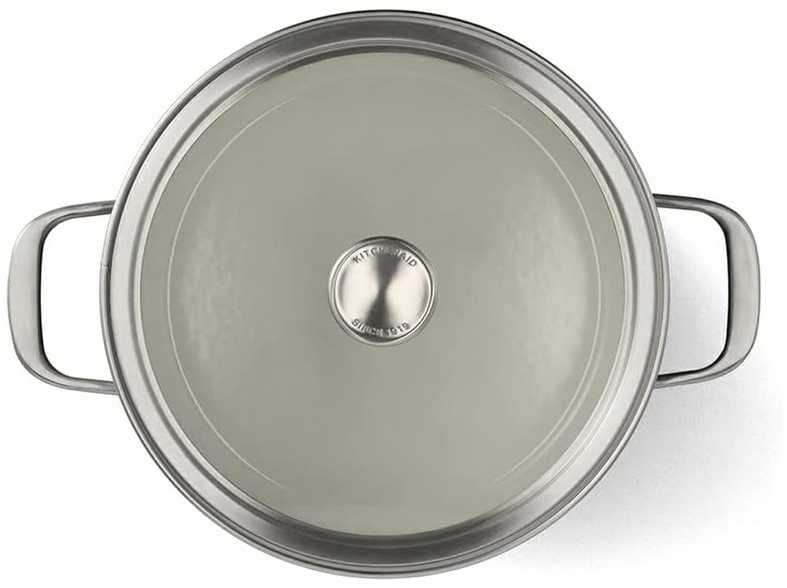 KitchenAid plieno šerdies puodas 20cm 3,7l su dangteliu, emaliuotas, indukcinis, dujinis